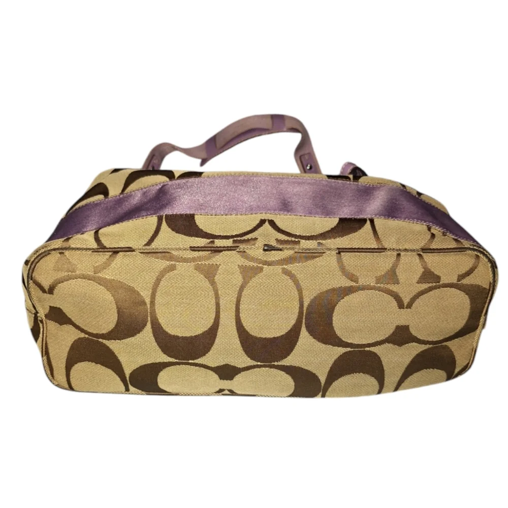 Coach Signature Canvas Hobo with Lavender Accent